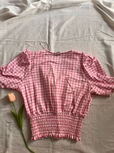 Pink Gingham Crop Top