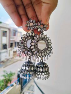 Silver Jhumka Earrings