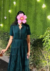 Dark Green Tiered Midi Dress