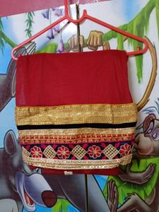 Beautiful Red Saree With Gota Patti