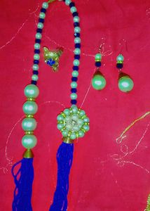 Elegant Blue Rajputi Set With Free Ring Available