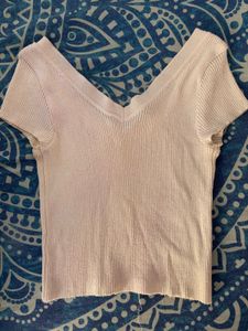 Ribbed V-Neck Crop Top