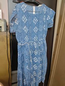 Blue Printed Dress SIZE-XXL