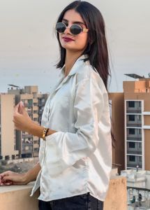 Silky White Button-Down Shirt