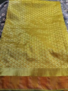 Yellow Blue Banarasi Saree