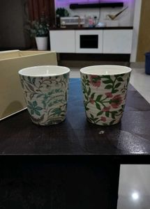 Scented Candle in floral ceramic glasses