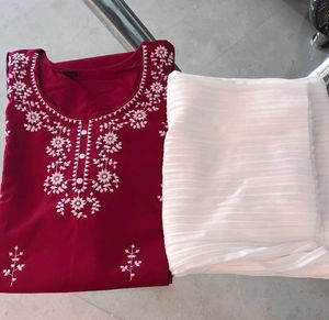 Embroidered Kurta With Plazzo