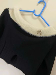 Black &amp; White Cropped Sweater