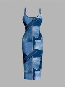 Denim Patchwork Bodycon Dress