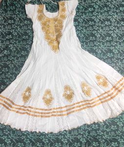 White &amp; Gold Embroidered Dress
