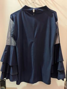 Chic Navy Blue Layered Sleeve Top