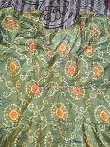 Green Printed Kurta