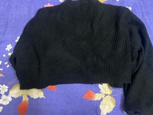 Floral Embellished Black Cardigan