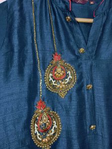 Elegant Embroidered Navy Blue Kurti