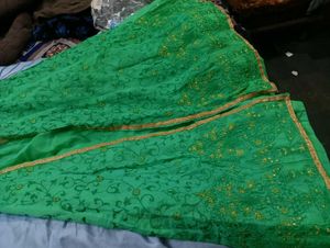 Green 💚 Gawn With Heavy Embroidery Shurug