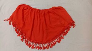 Red Orange Poncho Top