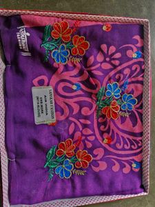 New Embroidered Purple Saree