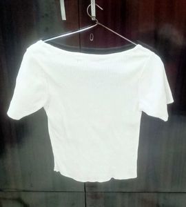 White Ribbed Crop Top