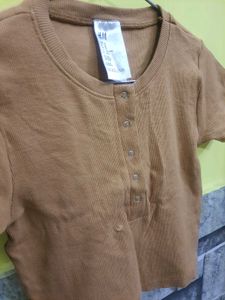Brown Ribbed Top