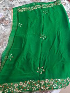 Green Embroidered Saree Gottapati heavy border