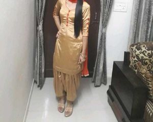 Golden Satin Salwar Suit
