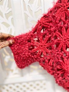 Boho Inspired Red Crochet Shrug B