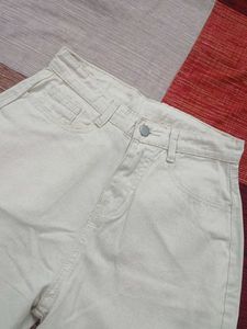 Off White Cotton Jeans