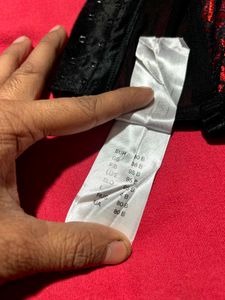 Black &amp; Red Lace Corset Bustier with Garter Straps