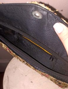 Bag, Handclutch, Clutch, With Gold Embroidery ❤ Can Fit In Lots Of Stuff, Very Handy