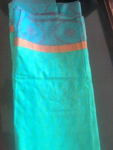 Elegant Greenish Blue Soft silk Saree