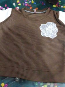 Brown &amp; White Long Sleeve Top🤎