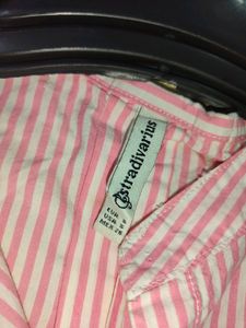 Fine Cotton Pink-White Shirt For Women