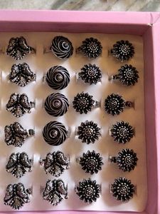 Silver Tone Rings - Set of 24