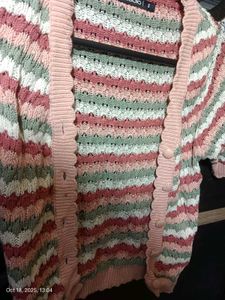 Striped Knit Multicolour Cardigan