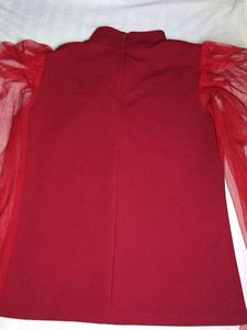 Classical Turtle Neck Puff Sleeeve Top