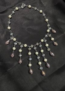 Pearl &amp; Crystal Dangle Necklace