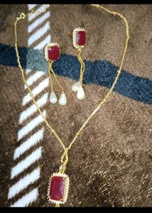 gold plated rubyJewellery Set