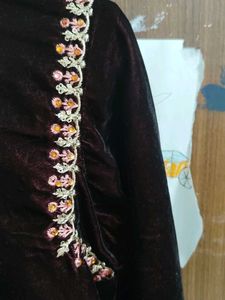 Velvet Maroon Partywear Kurti