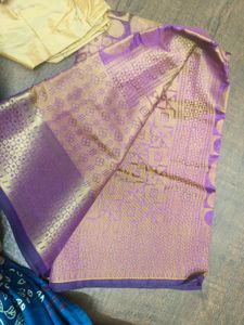 Purple &amp; Gold Woven Saree