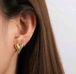 Anti Tarnish Gold Heart Stud Earrings
