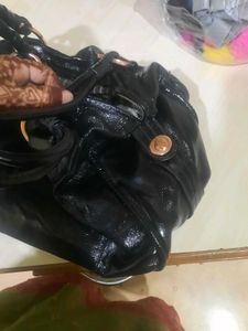 Mimco Black Patent Leather Shoulder Bag
