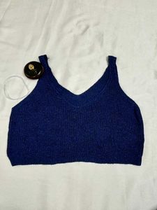 Navy Knit Crop Top