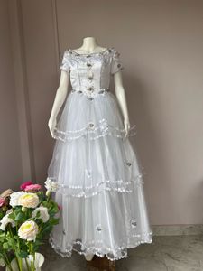 White Floral Patch Gown