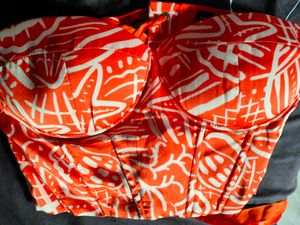 Shein's Women Red And Orange Corset Top