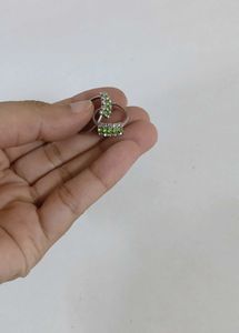 Pure Silver Green Stone Toe Ring