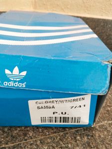 Adidas Sambas Grey With Green Strips(Dupe )