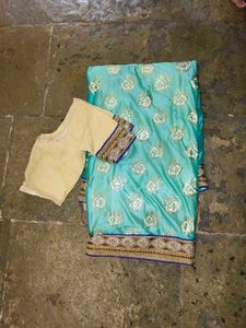 Teal Saree with Embellishments