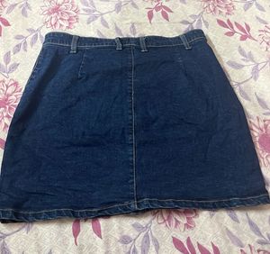 Denim Button-Front Skirt