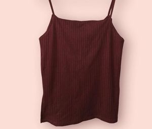Burgundy Ribbed Tank Top
