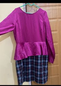 Stylish Purple Plaid Dress
